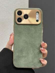 Luxury Electroplated Faux Fur Phone Case, Compatible With IPhone 17 Air 16 Pro Max 16 15 14 13 12 Pro Max 11, Electroplated Camera Lens Cover - Green - View 2