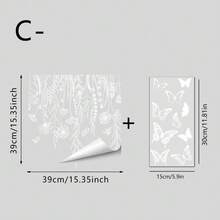 1/3片装植物花卉静电窗贴。悬挂式玫瑰花篮，白色蒲公英蝴蝶图案。防水PVC材质，适用于咖啡馆、餐厅和店铺，营造节日家居装饰美感。 - 多色 - 查看 13