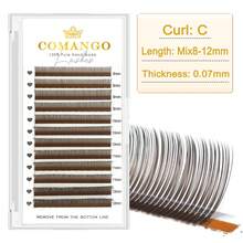 CoMango 12排C/D棕色5D花型假睫毛，蓬松浓密，纤长轻盈，预先扇形排列的睫毛簇，单根假睫毛，假睫毛，仿睫毛 - 棕色 - 查看 26