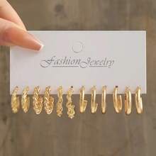 24 Pairs Gold Hoop Earrings Set For Women Including Butterfly, Heart, Pearl, Rhinestone, Geometric Pattern, Knot Decor Elements; Suitable For Vacation, Party, Date, Gift, Daily Wear, Valentine's Day Gift, Gift For Mom, Mother's Day - 24 Pairs - View 5