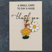 1个/5个花朵雏菊珐琅钥匙扣 “一张小卡片，表达深深的感谢” 感谢贺卡礼物，送给老师和朋友 - 彩色 - 查看 5
