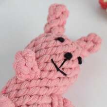 Pet Cotton Rope Toy Small Bunny Cotton Rope Dog Toy Teething Training Durable Chew Toy Ball Dog Supplies - Pink - View 4