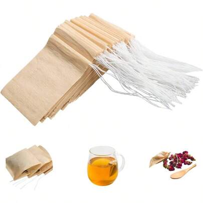 100pcs Disposable Tea Bags Loose Tea, Small Empty Tea Bag With Wood Pulp Material, Unbleached Tea Bag With Drawstring Initial, 1.97. 76 Inch