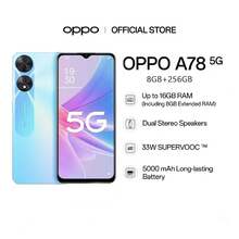 OPPO A78 智能手机，双卡双待，5000mAh 长续航电池，联发科天玑 700 5G 处理器，8GB+256GB 存储，黑色/紫色/蓝色可选，官方标准配置，国际版，USB Type-C 接口 - 多色 - 查看 2