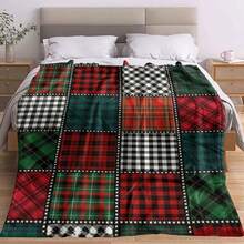 Manta de franela a cuadros retro, suave, cálida y cómoda - Adecuada como regalo para sofá, cama, coche, oficina, camping y todas las estaciones - Multicolor - Ver 6