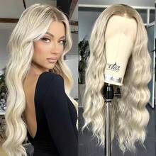 13x4 Lace Front Wig, Long Wavy Ombre Brown To Blonde Synthetic Hair Wig For Women - Multicolor - View 14