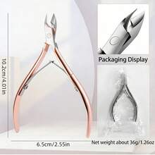 1pc Stainless Steel Rose Gold Rhinestone Nipper, Manicure Beauty Tool - Rusty Rose - View 3