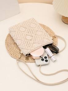 Nueva llegada Primavera/Verano Diseño de nicho Bolso de hombro y bandolera con flor hueca para mujeres - Blanco - Ver 6