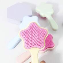 Customized Text Logo 5-Pointed Star Comb, Cute Star Massage Comb, Tangle-Free Smooth Hair Brush, Rounded Teeth Won't Hurt Scalp, Anti-Static Massage Brush, Portable Pocket Comb, Daily Hair Care Essential For Girls - Multicolor - View 6