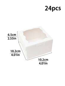 24pcs Wavy Window Bread Boxes, 4*4*2.5in Cookie Boxes With Window, For Cakes, Chocolates, Cookies, Party, Birthday, Easter, Holiday, Gift Packaging, Tart Packaging - 4425 Wave - View 17
