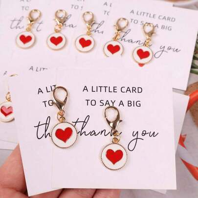 2/5/10pcs Heart Shaped Thank You Keychains Set, Party Decor Gifts, Party Favor Gifts. Comes With Thank You Cards, Pocket Hugs Cards, Suitable For Family Gatherings, Birthdays, Holiday Parties, Weddings, Anniversary, Baby Showers, And Any Occasion To Show Appreciation. Friendship Gifts, Valentine''s Day Gifts.