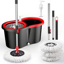 Stainless Steel Spin Mop Bucket Setessentials360° Rotatable Mop 3 Microfiber Heads 61-Inch Adjustable Handle Separate Dirty Water SystemEfficient Cleaning Supplies - TB02 - View 11