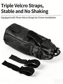 1个自行车水壶袋，防水保温自行车水杯架，适用于公路自行车和山地自行车，大容量工具包 - 黑色 - 查看 4