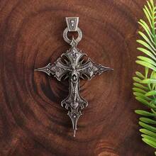 Mặt dây chuyền hình đầu lâu và thánh giá phong cách Gothic, trang sức cầu nguyện Công giáo thời trang Punk dành cho nam và nữ. - Nhiều màu - Xem 4