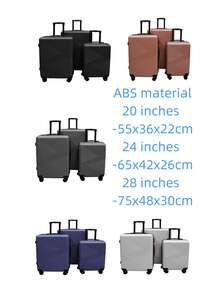 3 قطع طقم حقائب سفر من مادة ABS / 20+24+28 بوصة، خيارات متعددة الألوان / حقيبة سفر بعجلات دوارة - رمادي غامق - مشاهدة 9