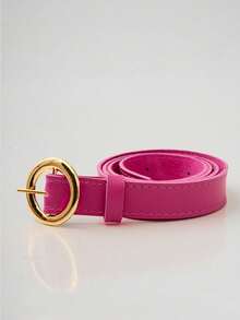 Women's Belt BOLINHA Gold Metal Synthetic Leather Minimalist Fashion Blogger Unisex Daily Use Simple Casual 2024 Popularity Beautiful Season Black White Brown Caramel Pink Current Size Stitched Occasional Versatile Decorative Vintage - 玫紅色 - 查看 3