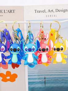 Disney, 1pc Cute Stitch Keychain, Cartoon-Themed Keychain Charm, DIY Backpack Accessory-Perfect For Car Keys, Bags, And More. It Also Makes An Ideal Gift For Friends And Partners During Back-To-School Season! - Multicolor - View 5
