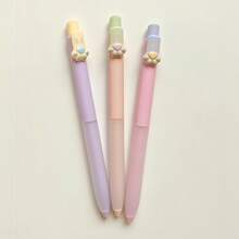 3pcs Cat Paw Ballpoint Pens, Creative Push-Button Pens, 0.5mm High-Quality Cat Paw Design Ballpoint Pens With Black Ink, Soft Rubber Grip, Cat Paw Pocket Clip, Fun Writing Pens, Suitable For Girls, Friends As Gifts - Sets - View 2