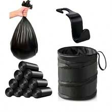 Convenient Car Trash Bin, Multi-Functional Car Trash Can, Foldable Car Garbage Bin Storage Container, Hangable Garbage Bag For Seat Backs, Hanging Travel Storage Box Bag, Litter Container And Storage Bag For Interior Car Accessories, Men Gift, Women, Storage Organizer, Travel Essentials, Back To School, Dormitory Storage - Black - View 11