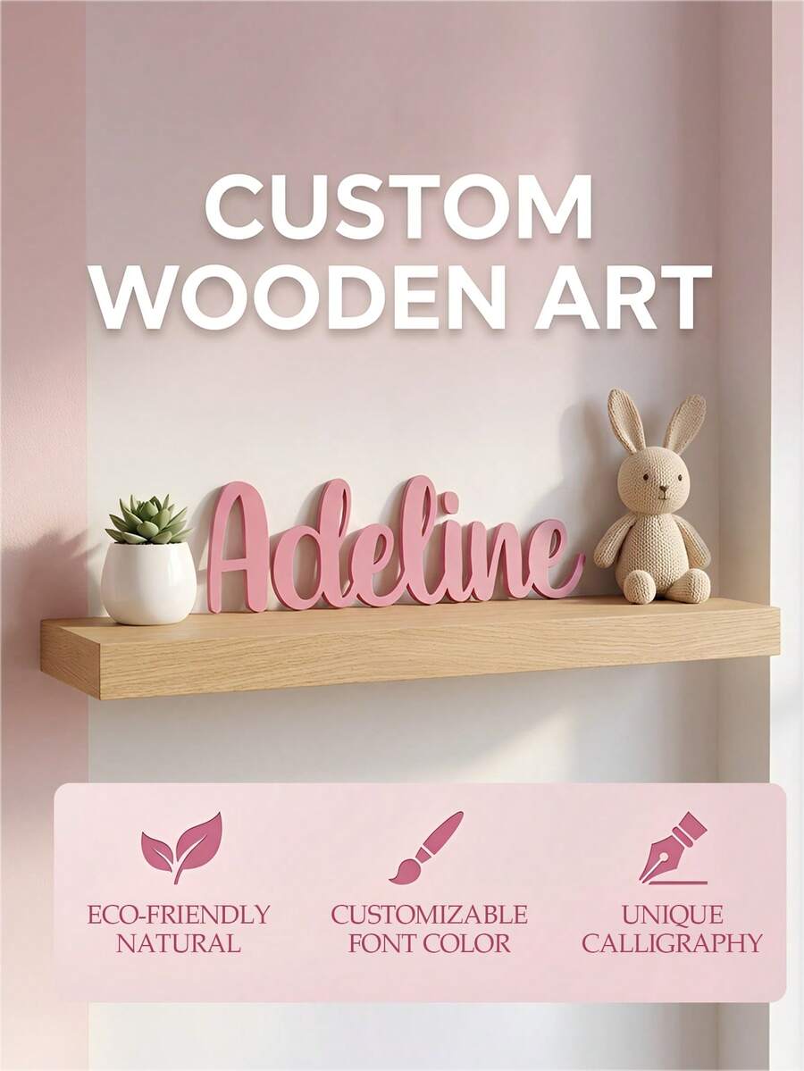 1 Tấm bảng tên bằng gỗ khắc theo yêu cầu, thích hợp cho đám cưới, tiệc cô dâu, quà tặng cá nhân hóa tại nhà, phông nền, tiệc tùng, ngày Valentine và các dịp khác, được khắc họa tiết tinh tế, chất lượng cao. - Màu gỗ - Xem 1