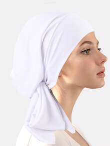 1顶女士褶皱棉质化疗帽，女士长尾头巾帽，适合日常使用 - 彩色 - 查看 27