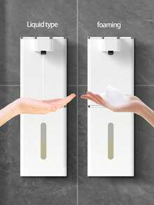 1pc Automatic Soap Dispenser, Rechargeable Bathroom Liquid Soap Dispenser, Touchless Hand Wash Foam Soap Dispenser, Wall-Mounted For Bathroom, Restroom, Kitchen, Hotel, Hospital, Shopping Mall, Easy Installation With USB Charging Cable And Wall Sticker - P7 - View 4