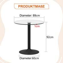 Minimalist And Modern Round Bar Table In Tempered Glass: With A Diameter Of 89 Cm And A Height Of 92 Cm, It Is The Ideal Choice To Create A Slightly Luxurious Atmosphere. - Black + Transparent + Glass + Metal + Circular - View 8
