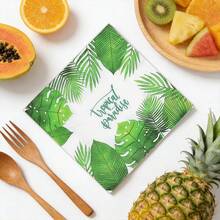 20张热带棕榈叶图案餐巾纸 - 折叠后尺寸为6.5 x 6.5英寸，绿白相间 - 热带树叶、夏威夷和丛林主题派对餐巾纸，适用于生日、婚礼、周年纪念、夏季聚会 - 查看 4