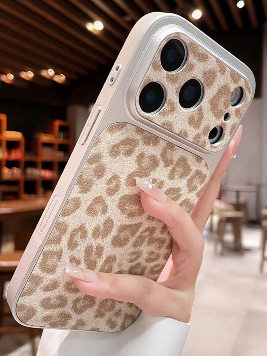 奢华闪亮豹纹镜头保护手机壳，兼容 17 Pro Max、16、15、14 Pro Max、13，时尚创意别致后盖