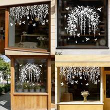 1/2pcs White Bird & Floral Window Stickers, DIY Removable Static Cling Decals, Suitable For Bedroom, Living Room, Balcony And Shop Window Decoration In Spring And Summer - Flowers and Butterflies - View 2