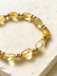 Vòng tay tài lộc: Vòng tay đá Citrine thủ công với điểm nhấn vàng, một món trang sức đá quý tự nhiên. - Vòng tay tài lộc - Xem 6