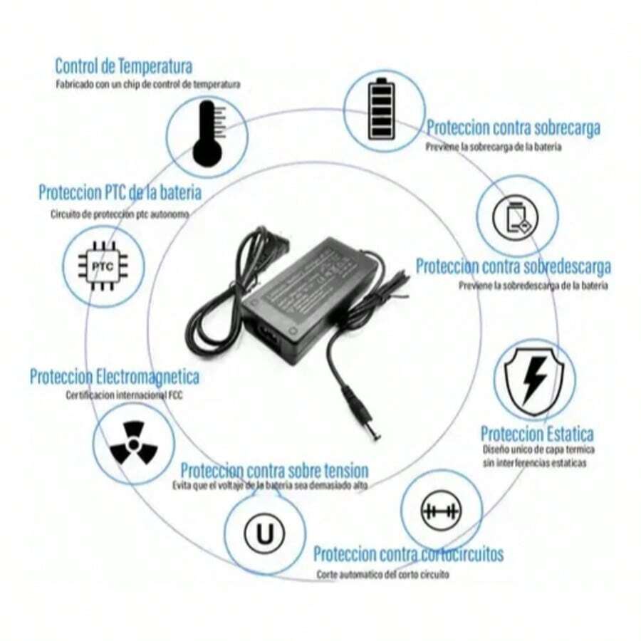 Cargador 42V 2A para Scooter Eléctrico, 6 en 1 Multifunción, Protección Inteligente y Carga Estable