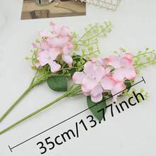 4支带茎叶的人造樱花花束，粉色仿真花，适用于花瓶、家居装饰、派对花艺布置、婚礼花束、餐桌摆饰 - 粉色 - 查看 3