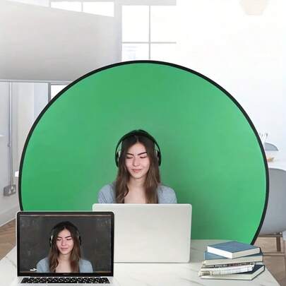 A Green Screen Backdrop For Live Streaming, A Circular Green Screen For Studios, Suitable For Live Photography, Esports Gaming, Live Presentations, Corporate Meetings, Home Office, And Other Scenarios
