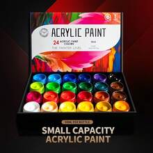 Acrylic Paint Set 12/18/24 Colors - Vibrant,  & Fade-Resistant - For Adults & Artists - Rich Pigments For Canvas, Wood Crafts & More - 1.69 Fl Oz Bottles - 12 Colors - View 3
