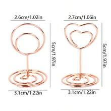 10pcs Romantic Heart Shape Place Card Mini Metallic Photos Clips Paper Clamp Clamps Stand Table Numbers Holder Wedding Supplies - Orange (1 Piece) - View 2