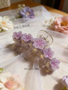 1pc Sakura Casual ABS Plastic Flower Hair Claw Clip, Suitable For Beach Wear And All Seasons - Multicolor - View 10