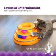 Tower Of Tracks Cat Toy 3-Level Track Tower With 6 Balls Interactive Cat Toy For Indoor Enrichment - 如圖所示 - 查看 3