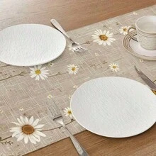 1pc Linen Country Style Daisy Full Print Table Runner, Polyester Decorative Table Runner Suitable For Home, Country Inn, Dining Table, Bedroom And Foyer - Multicolor - View 5
