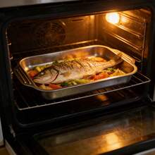 Bestselling Stainless Steel Rectangular Baking Tray With Lid - Fish Grill Baking Pan, Multi-Functional Large Capacity Oven Cooking Steamer Tray, Insulated Design Suitable For Home Kitchen And Dining, Medium/Large Size, Easy To Clean, Dishwasher , Highly Praised Kitchen Cooking Utensil - Multicolor - View 8