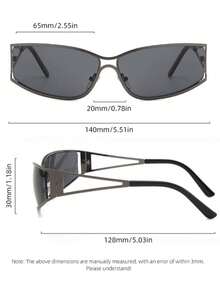 1 chiếc kính thời trang không gọng kiểu Y2K đơn giản và sành điệu - màu đen - Xem 5