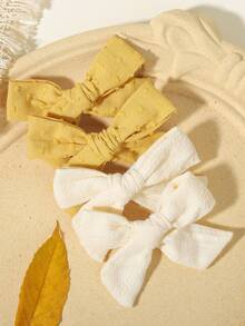 4pcs Milky Solid Color Hair Clips, Bow Design, For Daily Wear - Mixed color - View 1