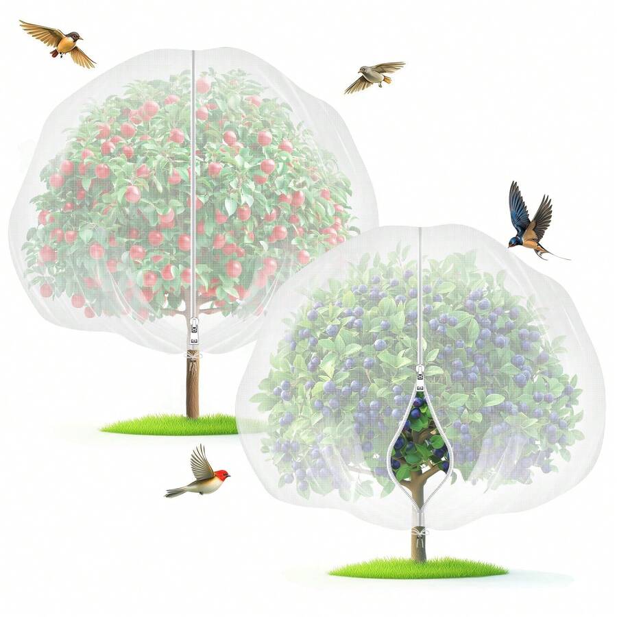 1pc Fruit Protection Net Bag, Suitable For Fruit Trees To Prevent Birds, Compatible With Apple Trees And Blueberry Bushes To Protect Against Birds, Pests And Deer, With Zipper And Drawstring Cicada Net Cover, Fine Mesh Insect Protection Cover For Blueberries And Tomatoes