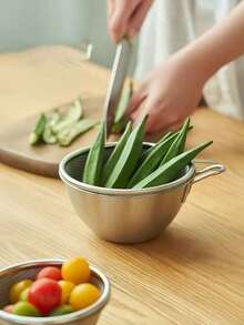 Stainless Steel Colander Set With Measuring Bowl, Mixing Bowl With Handle, Rice Washing Strainer - View 3