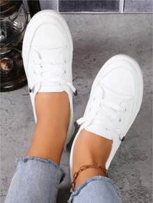 1 Pair Comfortable Leather Women's Versatile Casual Sports & Outdoor Shoes - trắng - Xem 6