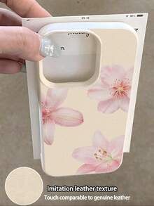 1pc Minimalist Cute Orchid & Hibiscus Pattern Full Coverage TPU Shockproof Phone Case, Suitable Compatible With Apple 17, 16, 15, 14, 13, 12, 11 Pro Max And Series - Multicolor - View 3