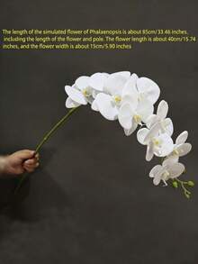 1 pieza Rama artificial grande de orquídea Phalaenopsis, decoración del hogar, decoración de boda, suministros para fiestas y festivales - Blanco - Ver 2