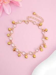 1 pieza Tobillera con campanilla con strass y flecos, adecuada para vacaciones y uso diario, apropiada para adolescentes - A - Ver 2