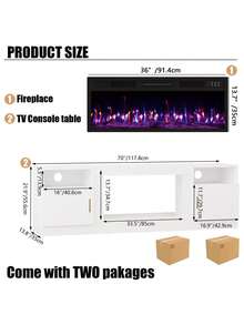 Modern Fireplace TV Stand With 36" Electric Fireplace, And Storage Cabinet For TVs Up To 80" - High Gloss Wood Design For Living Room - White - View 2