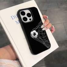 Soccer 1pc TPU Material Football Goal Moment Graphic Phone Case Suitable For IPhone 17 Pro Max/17/16 Pro Max/15/13/12/11, S20 FE/A15/S24/A55, Note 11/Note 12/Note 13 Pro, Full Coverage Anti-Drop Soft Protective Phone Case - Black - View 3